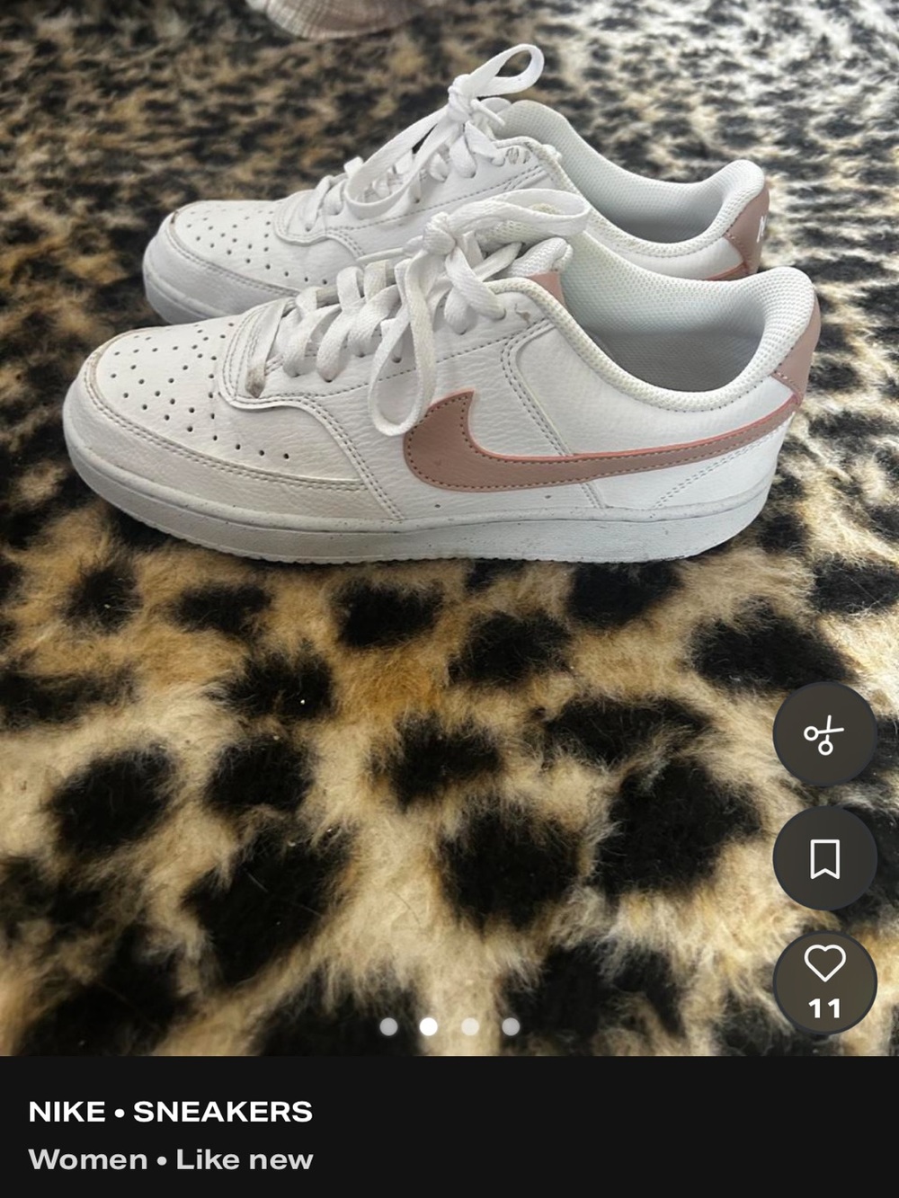 Nike Women’s White Sneakers with Rose Swoosh